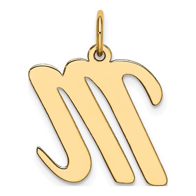 10K Yellow Gold Large Script Letter M Charm – view 3