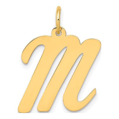 10K Yellow Gold Large Script Letter M Charm