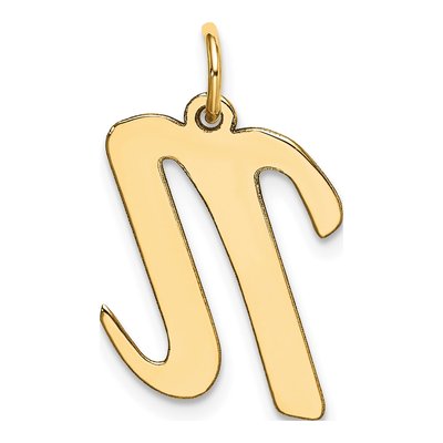 10K Yellow Gold Large Script Letter N Charm – view 3