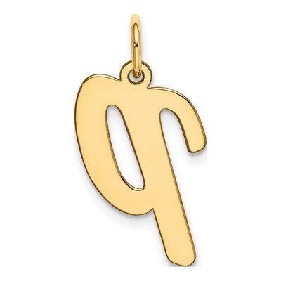 10K Yellow Gold Large Script Letter P Charm – view 3
