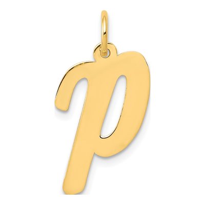 10K Yellow Gold Large Script Letter P Charm