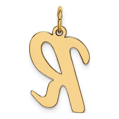 10K Yellow Gold Large Script Letter R Charm – view 3