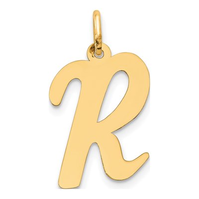 10K Yellow Gold Large Script Letter R Charm