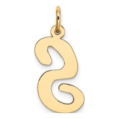 10K Yellow Gold Large Script Letter S Charm – view 3