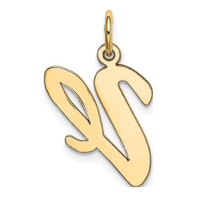 10K Yellow Gold Large Script Letter V Charm – view 3