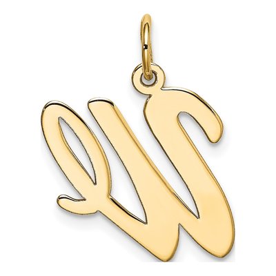 10K Yellow Gold Large Script Letter W Charm – view 3