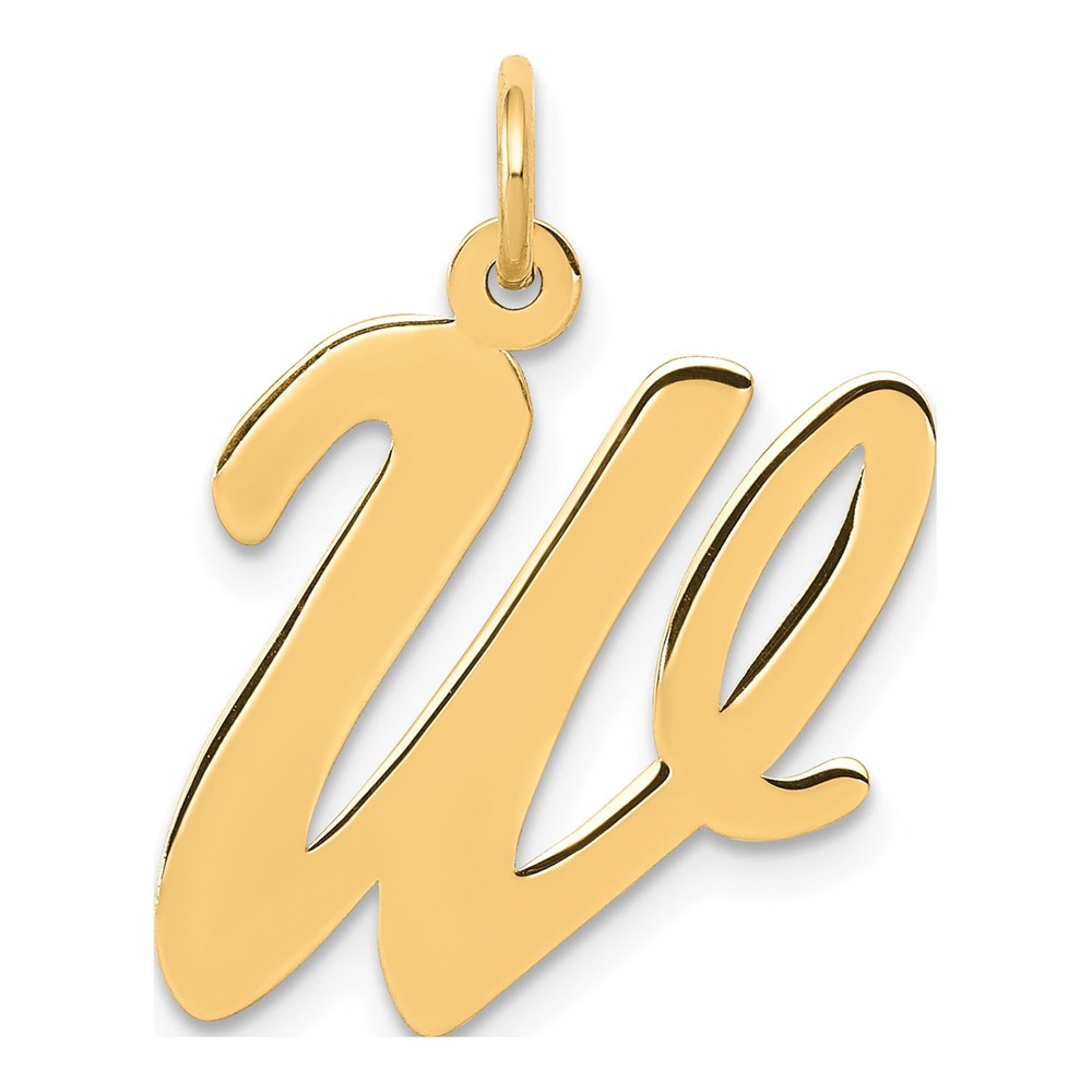 10K Yellow Gold Large Script Letter W Charm