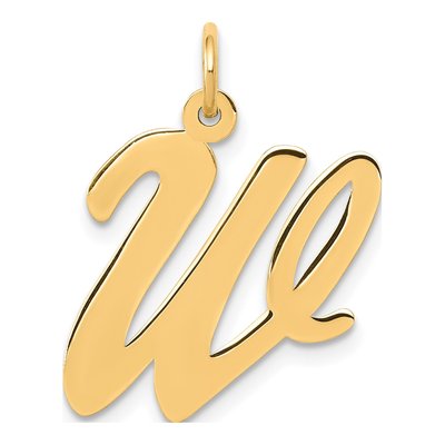 10K Yellow Gold Large Script Letter W Charm