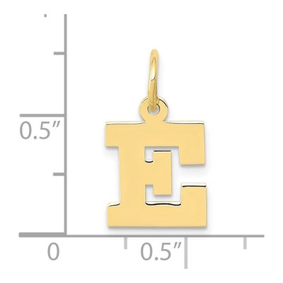 10K Yellow Gold Small Block Initial E Charm – view 4