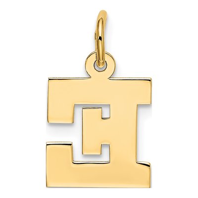10K Yellow Gold Small Block Initial E Charm – view 5