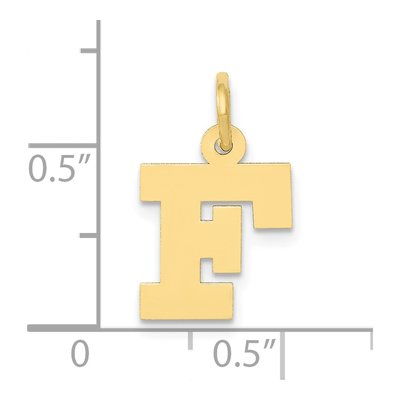 10K Yellow Gold Block Initial F Pendant – view 3