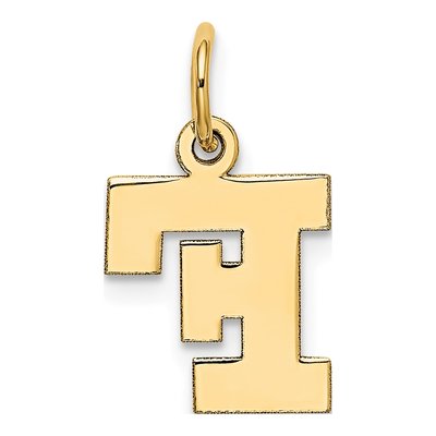 10K Yellow Gold Block Initial F Pendant – view 4