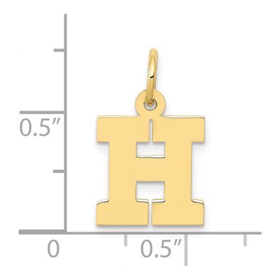 10K Yellow Gold Block Initial H Pendant – view 4