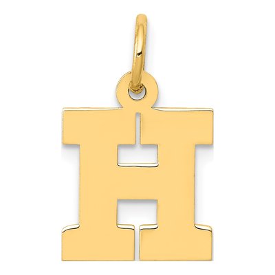 10K Yellow Gold Block Initial H Pendant