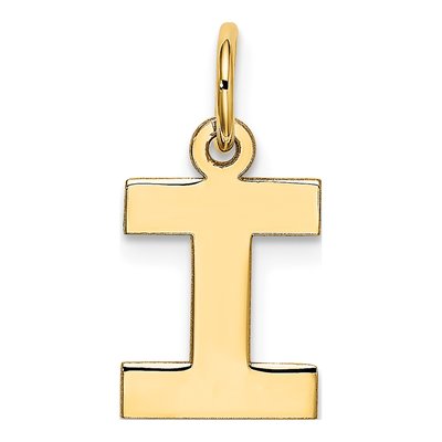 10K Yellow Gold Initial I Block Pendant – view 4