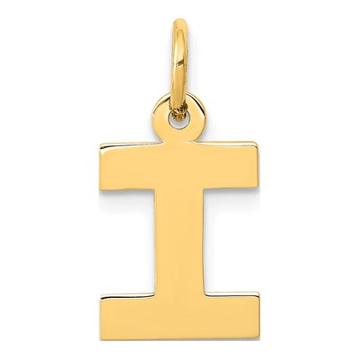 10K Yellow Gold Initial I Block Pendant