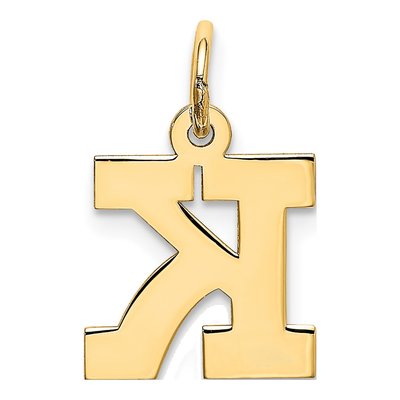 10K Yellow Gold Block Initial K Pendant – view 5