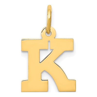 10K Yellow Gold Block Initial K Pendant