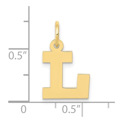 10K Yellow Gold Block Initial L Pendant – view 4