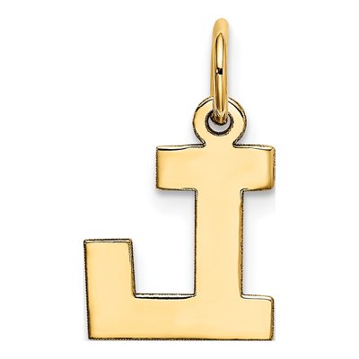 10K Yellow Gold Block Initial L Pendant – view 5