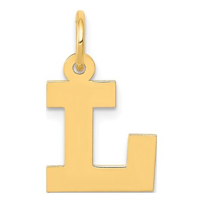 10K Yellow Gold Block Initial L Pendant