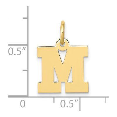 10K Yellow Gold Block Initial M Pendant – view 4