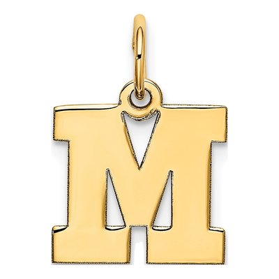 10K Yellow Gold Block Initial M Pendant – view 5