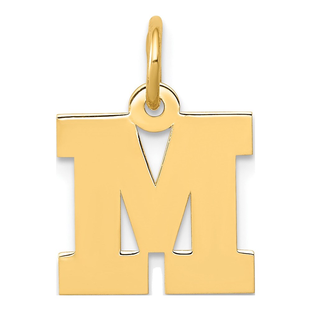 10K Yellow Gold Block Initial M Pendant