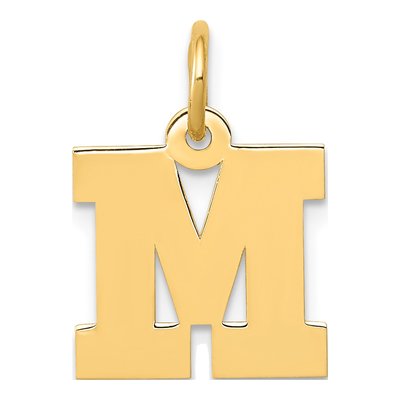 10K Yellow Gold Block Initial M Pendant