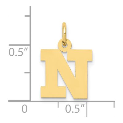 10K Yellow Gold Small Block Initial N Charm – view 4