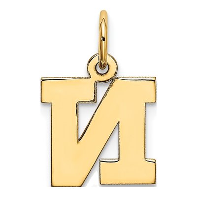 10K Yellow Gold Small Block Initial N Charm – view 5