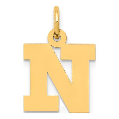 10K Yellow Gold Small Block Initial N Charm