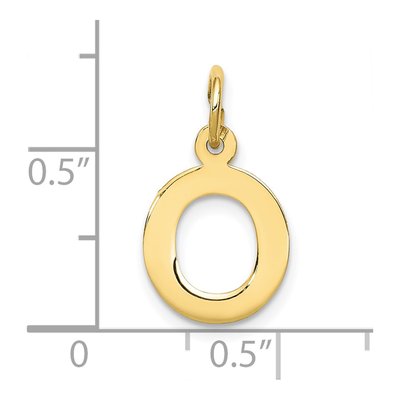 10K Yellow Gold Block Initial O Pendant – view 4