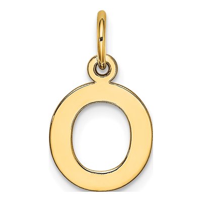 10K Yellow Gold Block Initial O Pendant – view 5