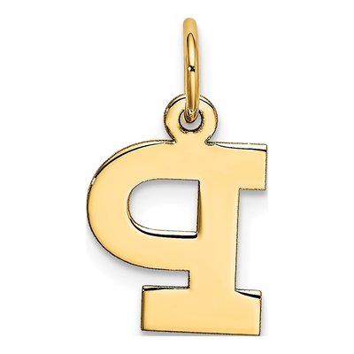10K Yellow Gold Block Initial P Pendant – view 5