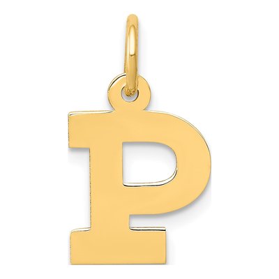10K Yellow Gold Block Initial P Pendant