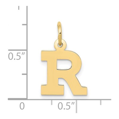 10K Yellow Gold Block Initial R Pendant – view 4