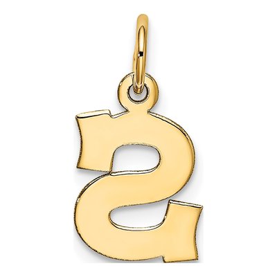 10K Yellow Gold Small Block Initial S Charm – view 5