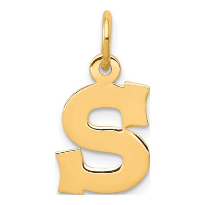 10K Yellow Gold Small Block Initial S Charm