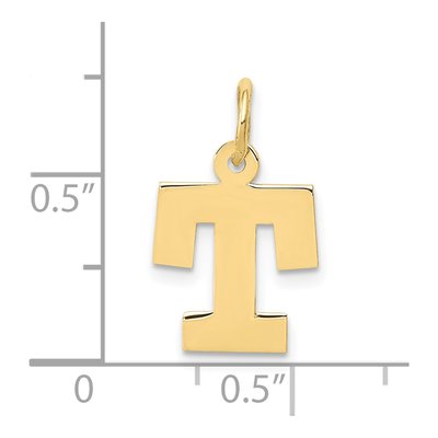 10K Yellow Gold Block Initial T Pendant – view 4