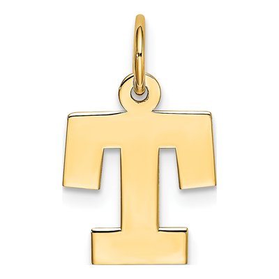 10K Yellow Gold Block Initial T Pendant – view 5