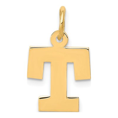 10K Yellow Gold Block Initial T Pendant
