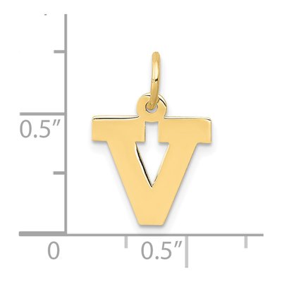 10K Yellow Gold Small Block Initial V Charm – view 3