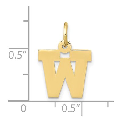 10K Yellow Gold Block Initial W Pendant – view 3