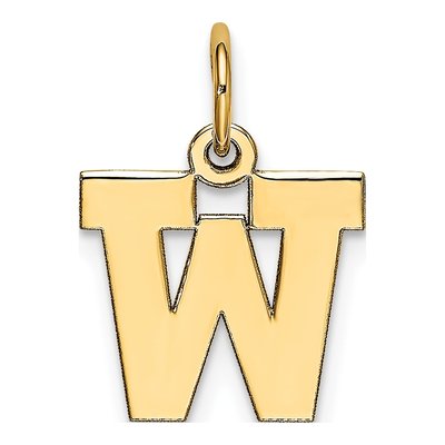10K Yellow Gold Block Initial W Pendant – view 4