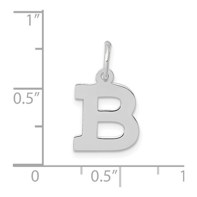 10K White Gold Block Initial B Pendant – view 3