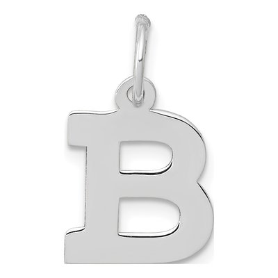 10K White Gold Block Initial B Pendant