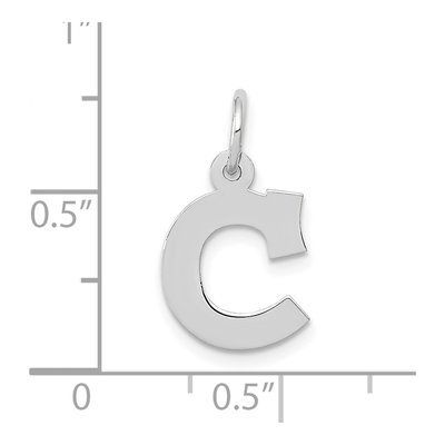 10K White Gold Small Block Initial C Charm – view 3