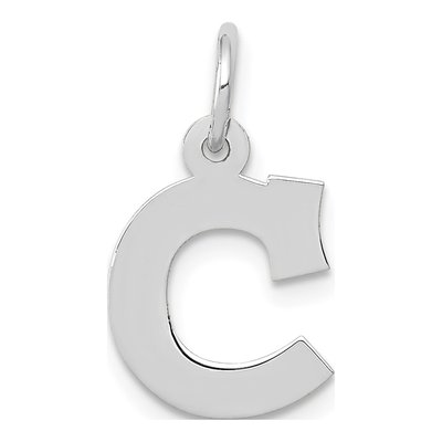 10K White Gold Small Block Initial C Charm