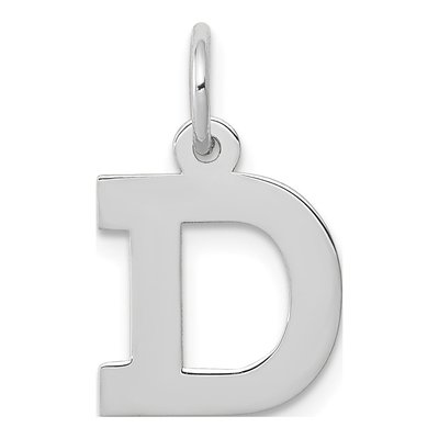 10K White Gold Block Initial D Pendant